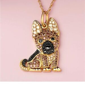 Gold and Black German Shepherd Pendant Necklace